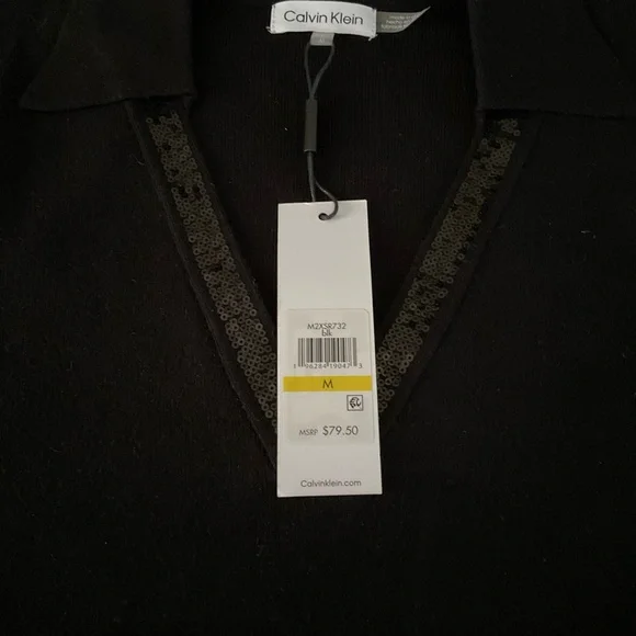 NWT Calvin Klein Black Pullover V-Neck Sweater - Picture 3 of 9